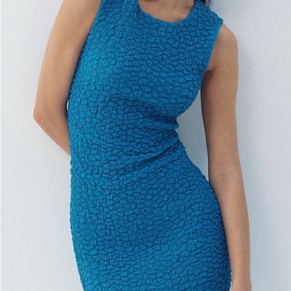 NWT XL Anthropologie Vibrant Blue Textured Mini Dress